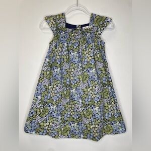 Janie and Jack Green and Blue Floral Flutter Sleeve Dress